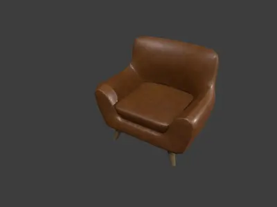 Brown Leather Armchair Low-poly 3D model