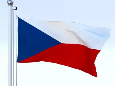 Animated Czech Republic Flag Low-poly 3D model