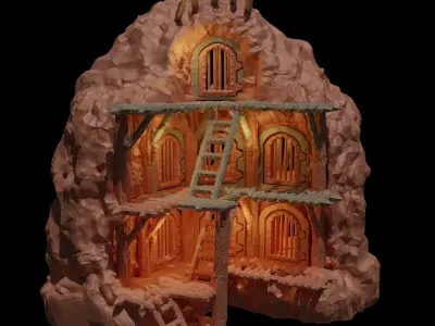 Old Cliff Prison Tabletop Terrain 28 MM 3D print model