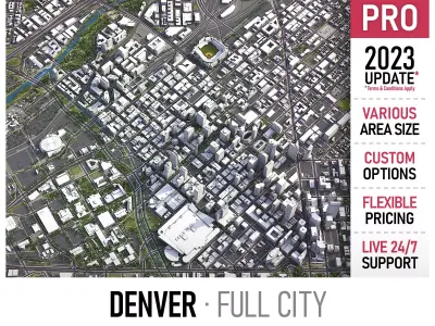 Denver - 3D City Model Low-poly 3D model