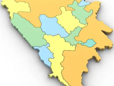 3d Political Map of Bosnia 3D model