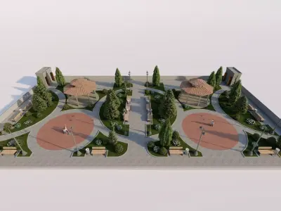 public park-Private Park Landscape 3D model
