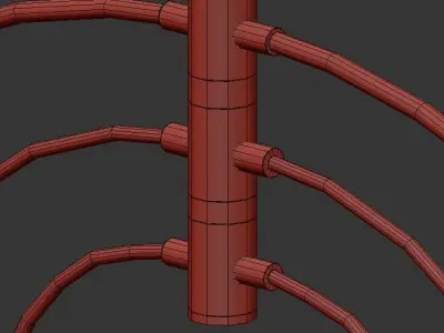 BRANCH U six light chandelier in brass and glass 3D model