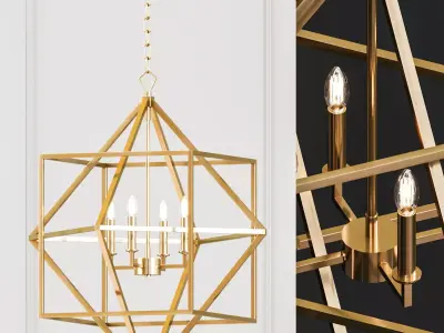 CUBIST Chandelier Gold 4 bulbs 3D model