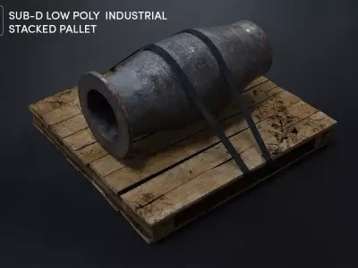 SUBD - Low Poly Loaded Industrial Pallet Prop Low-poly 3D model