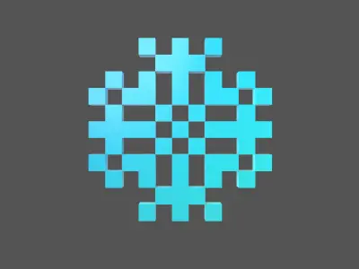 Pixel Snowflake v2 003 Low-poly 3D model