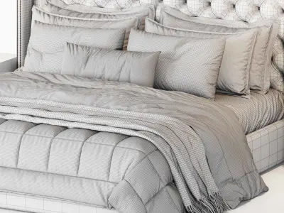 RH Adler Shelter Diamond Tufted Panel Fabric Bed 3D model