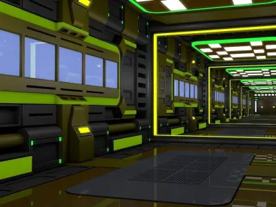 Sci Fi Spaceship Corridor 3D model