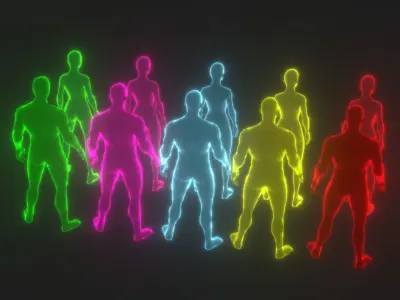 Animated Human Hologram Male and Female Collection 3D Model Pack