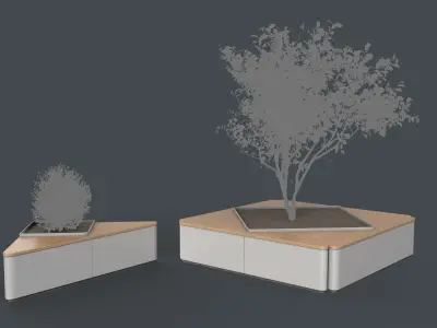 Modern Outdoor Bench 117 PBR Game Ready Low-poly 3D model