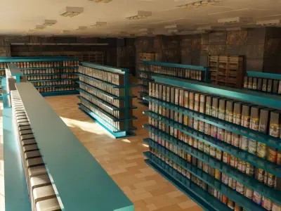 Supermarket interior 3D model