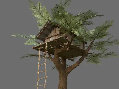 Tree house Low-poly 3D model