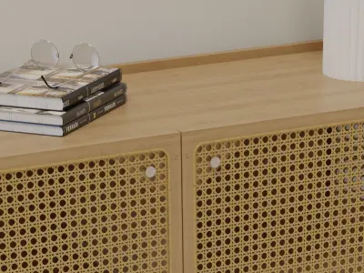 Side Cabinet SKLUM Rattan and Edwina Wood 3D model