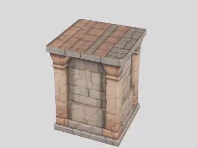 Stone Pillar Wall Block Low-poly 3D model