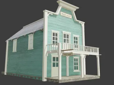 american wildwest cowboy town building Low-poly 3D model