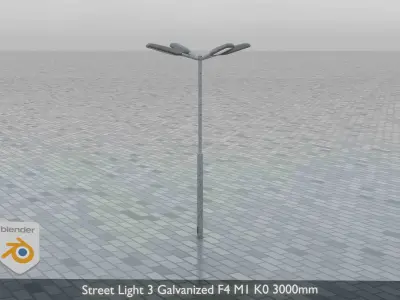 Street Light 3 Galvanized F4 M1 K0 3000 mm Low-poly 3D model