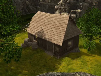 Wooden House Game Ready  Low-poly 3D model