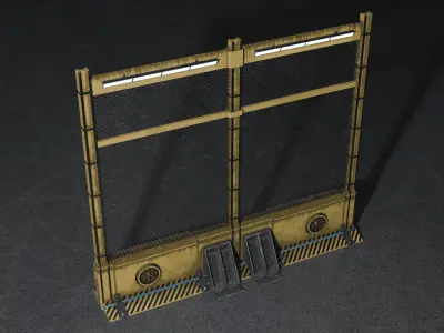 Industrial Security Fence Low-poly 3D model
