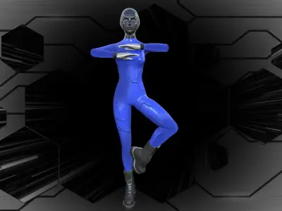 Cyber girl Low-poly 3D model