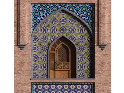 arabic exterior facade element set 809 Low-poly 3D model