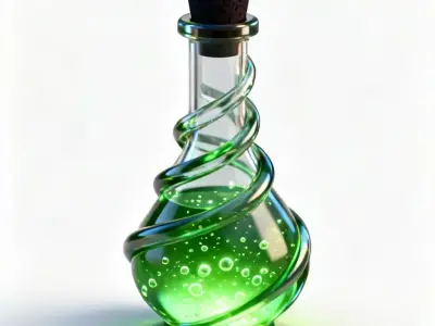 Glowing Green Stamina Potion 3D Model  Twisted Glass Elixir Low-poly 3D model