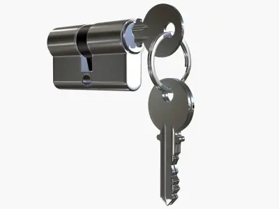 Euro Profile Cylinder Barrel Lock with keys 3D model