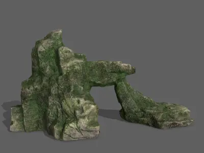 Rock Set with grass Low-poly 3D model