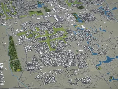 Pearland - 3D City Model Low-poly 3D model