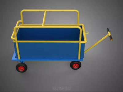 WAREHOUSE MATERIAL HANDLING TROLLEY CART TRANSPORT DOLLY WAGON 3D model