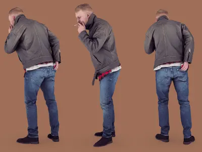 Handsome Man Lights a Cigarette 3D model