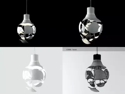 Scheisse light bulb with skull cut out of it 3D model