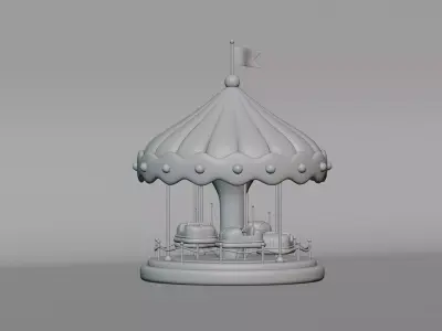 Cartoon Carousel Low-poly 3D model
