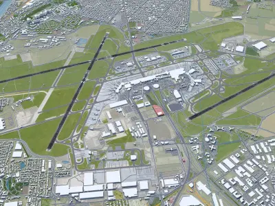 Paris Orly Airport 15km Low-poly 3D model