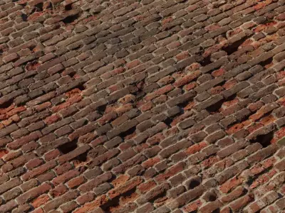 Old Weathered Red Brick Wall PBR Texture Texture