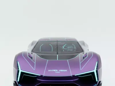 Hyper Vision Futuristic Supercar with Cyan Tron Style Accents Low-poly 3D model