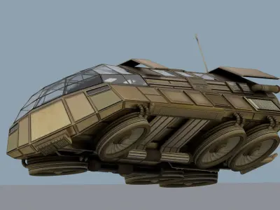 Futuristic Transport Shuttle Rigged  Low-poly 3D model