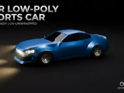 Sports car 2 Low Poly Game-ready Low-poly 3D model