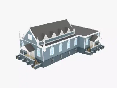 LowPoly Church 01 Low-poly 3D model