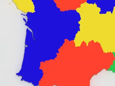 Map of France Low-poly 3D model