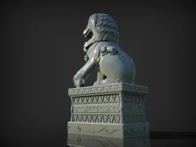China lions statue 3D print model