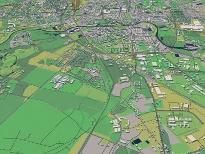 Cottbus Germany 30x30km 3D City Map 3D model
