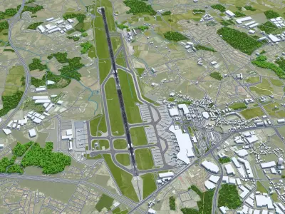 Porto Francisco Sa Carneiro Airport 10km Low-poly 3D model