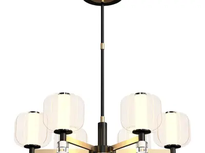 Jolli modern chandelier with glass shades 3D model