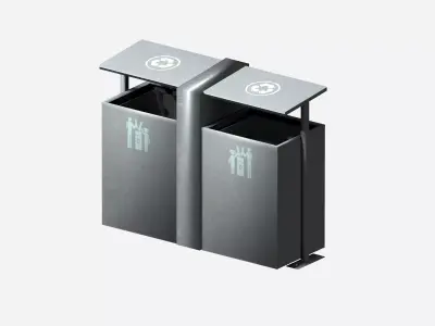 Outdoor modern street recycling dust bin Low-poly 3D model