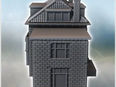 Modern stone hotel De Tafelberg Oosterbeek Netherlands - World W 3D print model