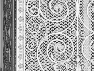 Elevator ornate wrought iron door 3D model