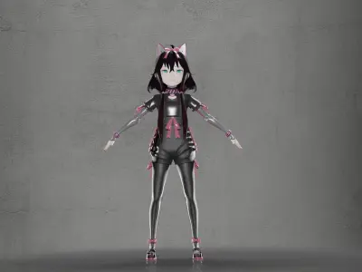 anime Catgirl Low-poly 3D model