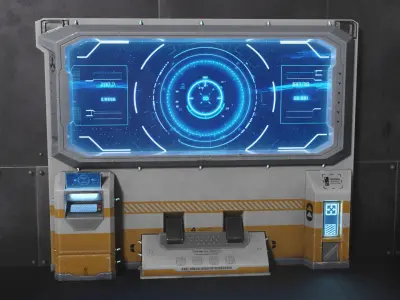 Sci Fi Big Control Monitor Low-poly 3D model