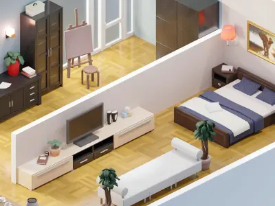 Room 43 Low-poly 3D model