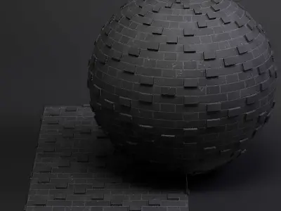 Bricks vol01 Black 8K Seamless PBR Materials Texture